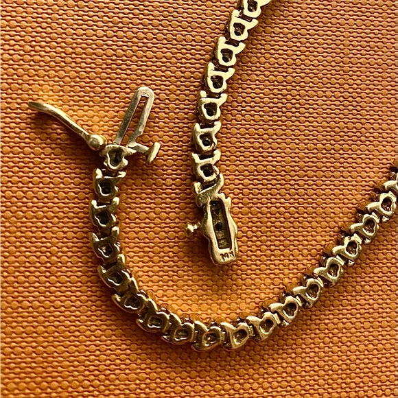 14K Yellow Gold & Diamond Tennis S Bracelet - Picture 7 of 8